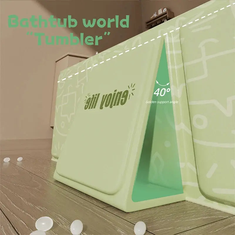Green And White Portable Folding One Piece Children's Bathtub For Travel Eco Friendly PVC Bath Tub