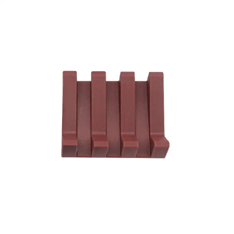Silicone soap dish rack in burgundy with five upright slots