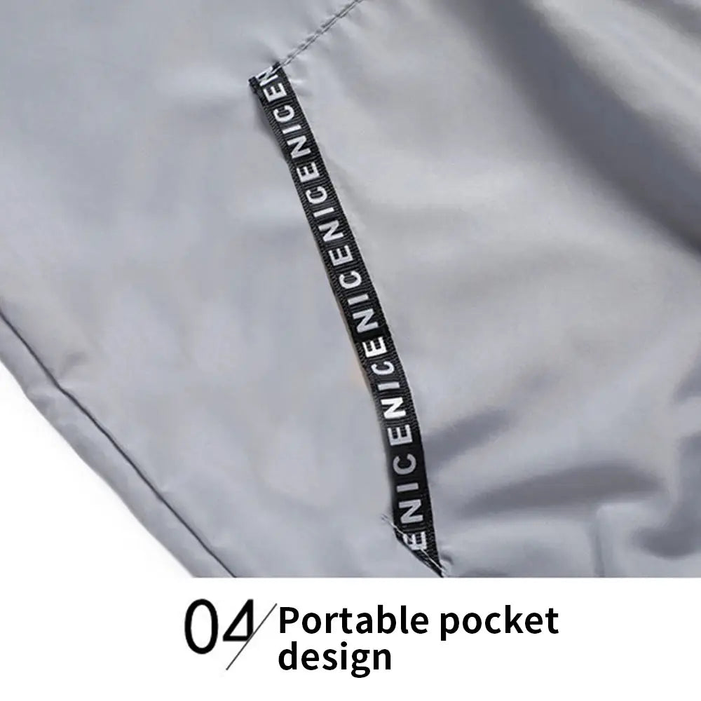 Men's sun-protection cycling jacket in gray with vertical zip pocket and branded tape