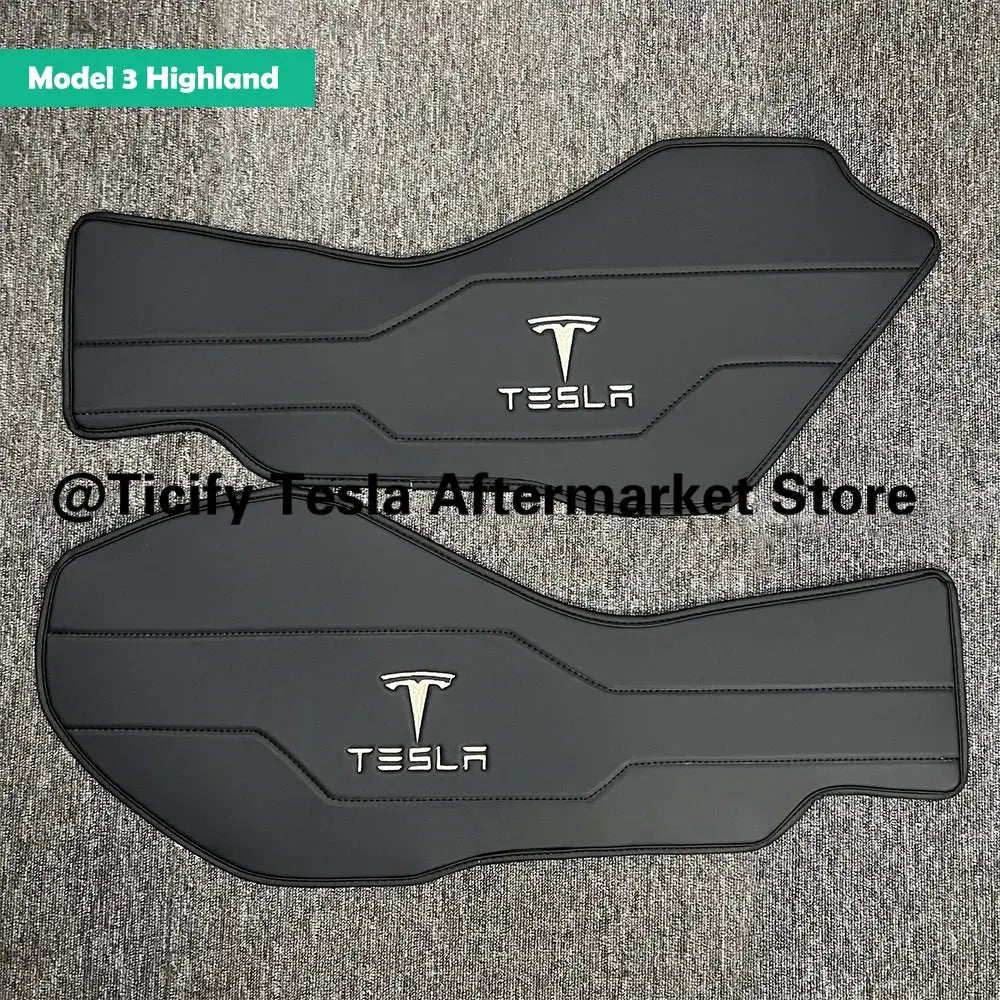 Tesla Model 3 Highland cockpit floor mats, 2-piece set in black leather-like material with Tesla logo