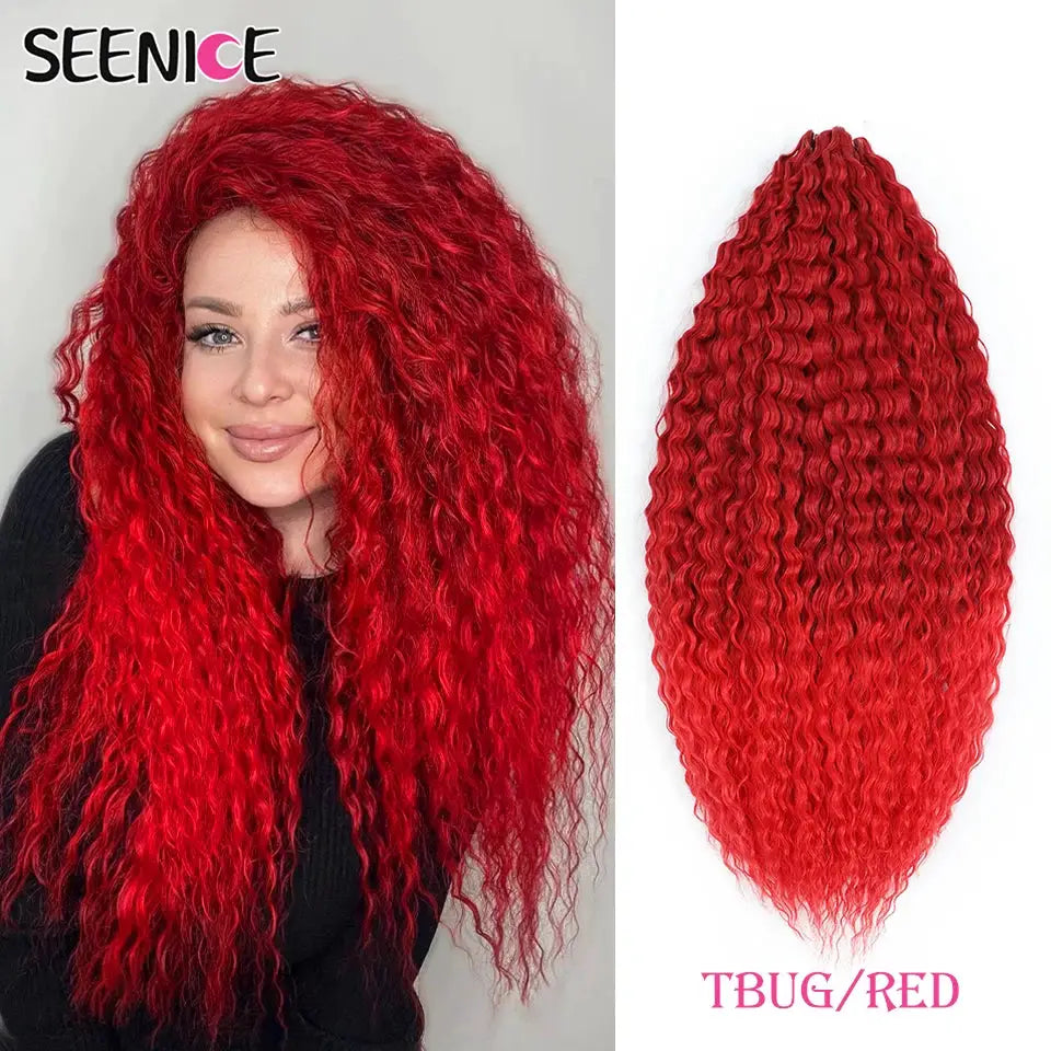 Ariel Curl deep twist crochet hair; red ombre afro-curl water-wave 22in synthetic braids