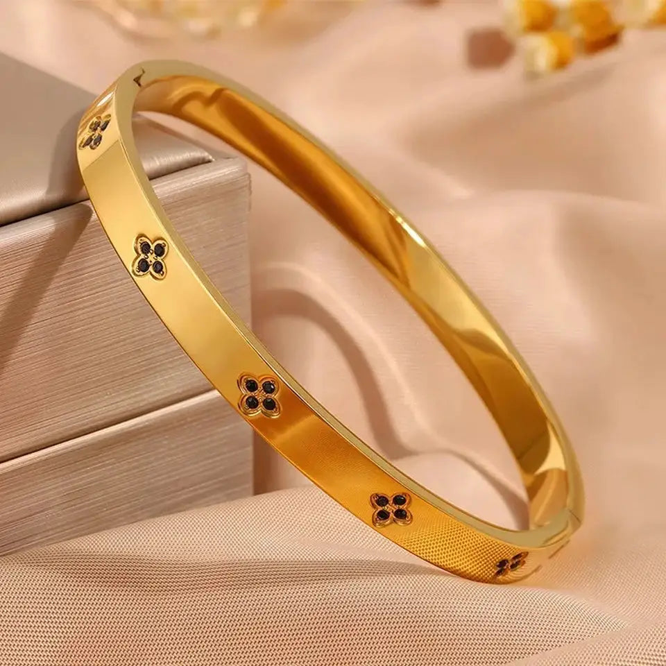 Zakol Sparkling Zirconia Inlaid Stainless Steel Bracelet Set For Women Stackable Bangles Fashion Non Fading Jewelry Gift