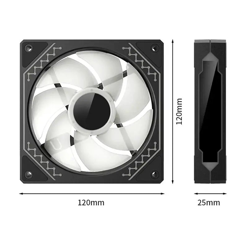 TEUCER Prism12025 PC Case Fan, 120mm, black frame with white blades