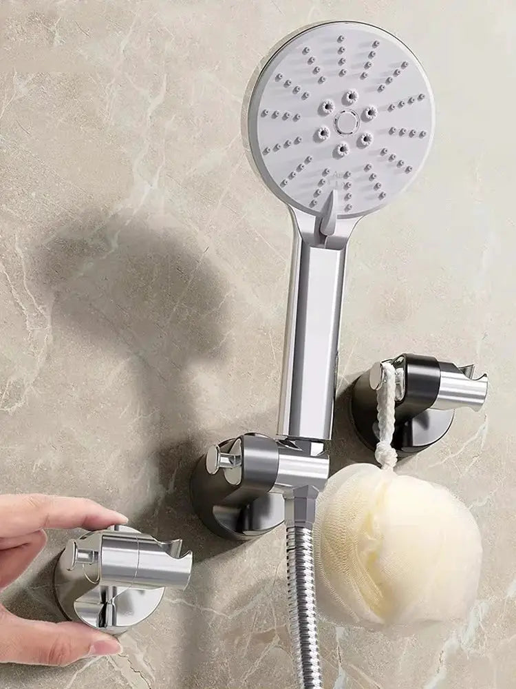 Shower head holder set in chrome with 360° adjustable bracket and suction cup mounts Simples Market