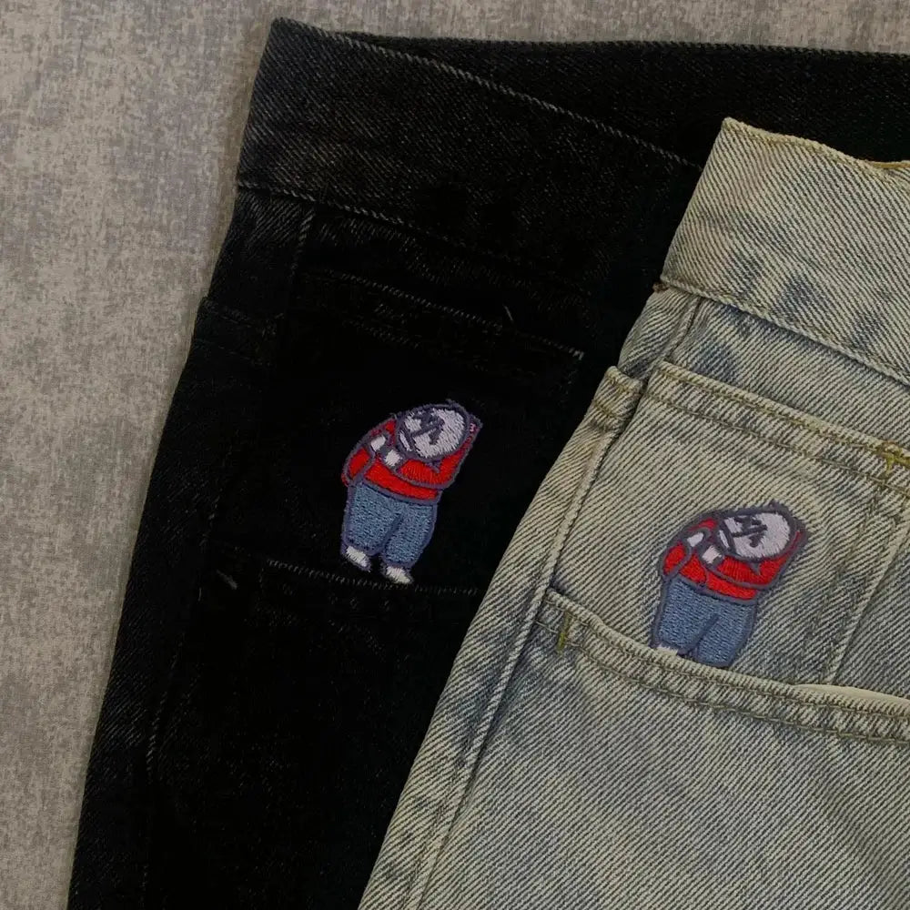 Y2K Embroidery Baggy Boy Jeans Women Streetwear Gothic Denim Trousers