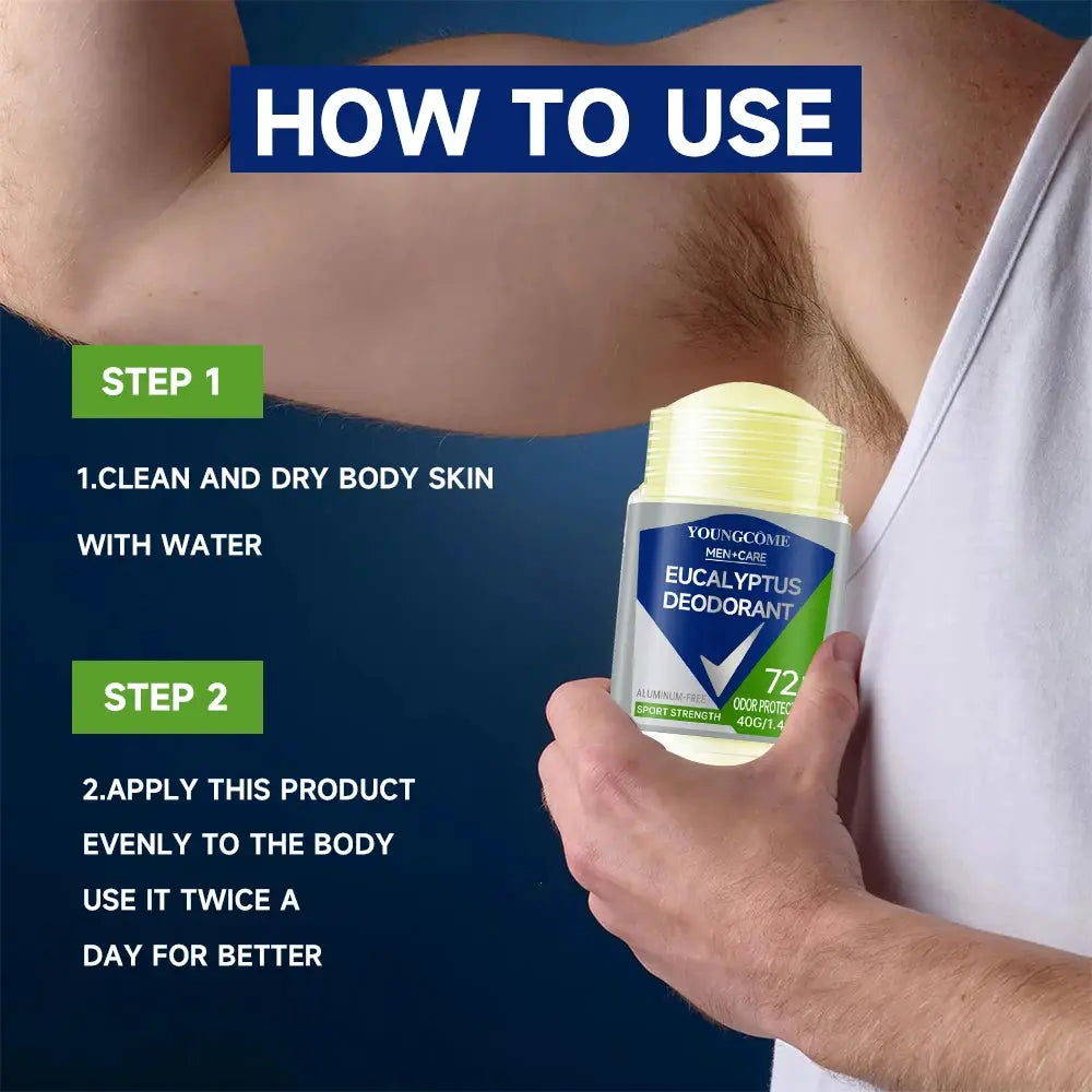 Men's Deodorant Roll-On Stick For Odor Control And Sweat Reduction, Fast Drying Long-Lasting, Portable Freshness