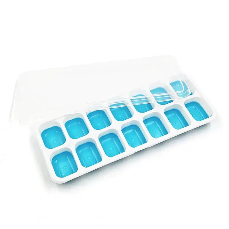 Silicone Ice Cube Tray With Lid Square 14 Cube Easy Release Ice Cube Molds For Summer Cocktails
