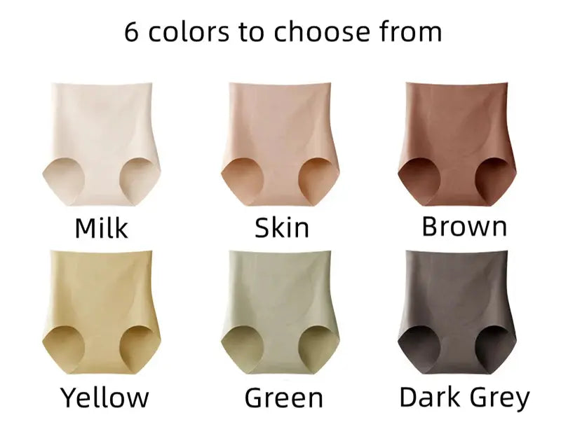 Simples Market women's high-rise body shaper underwear in 6 colors: Milk, Skin, Brown, Yellow, Green, Dark Grey