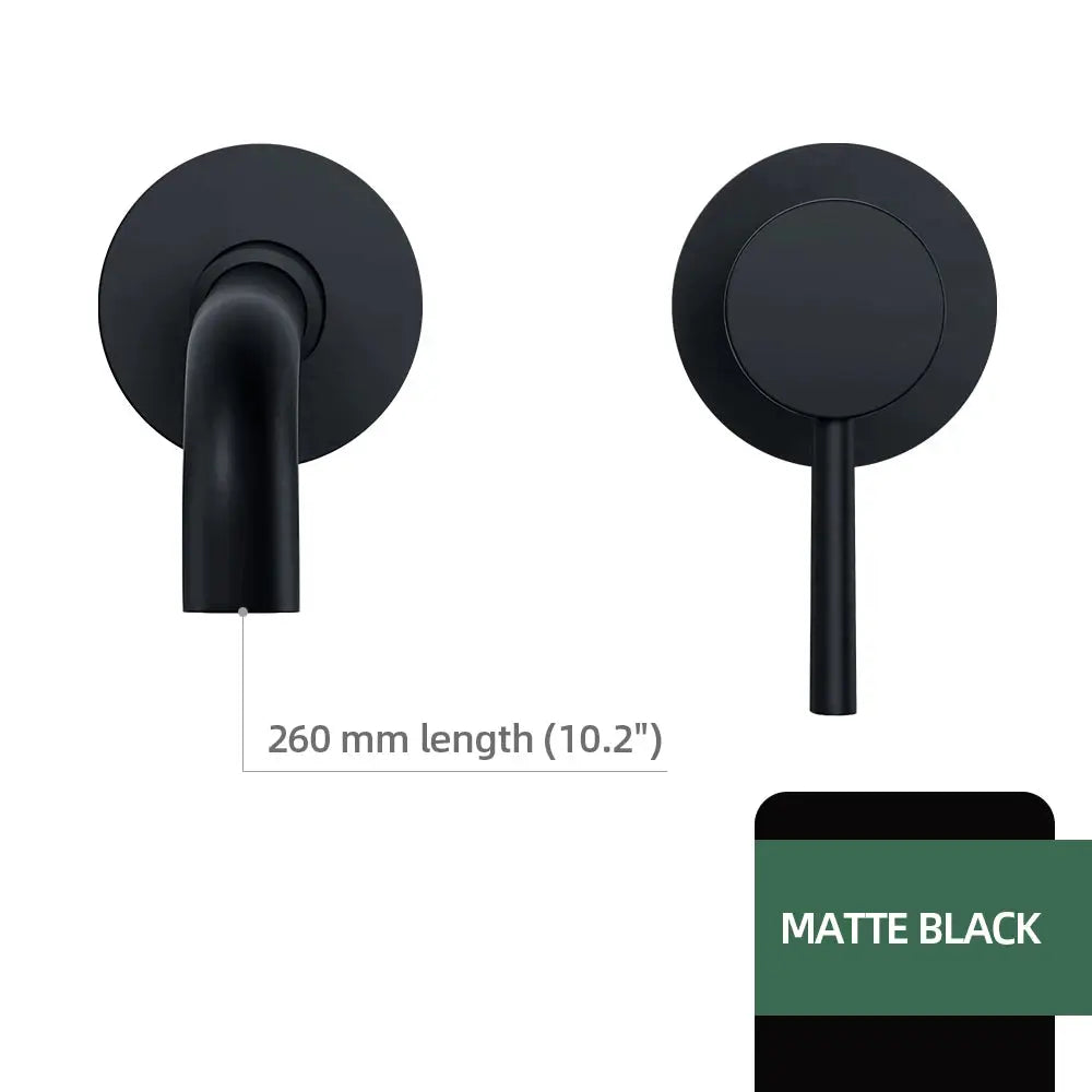 Simples Market matte black wall-mounted basin faucet with single lever handle and 260 mm spout length