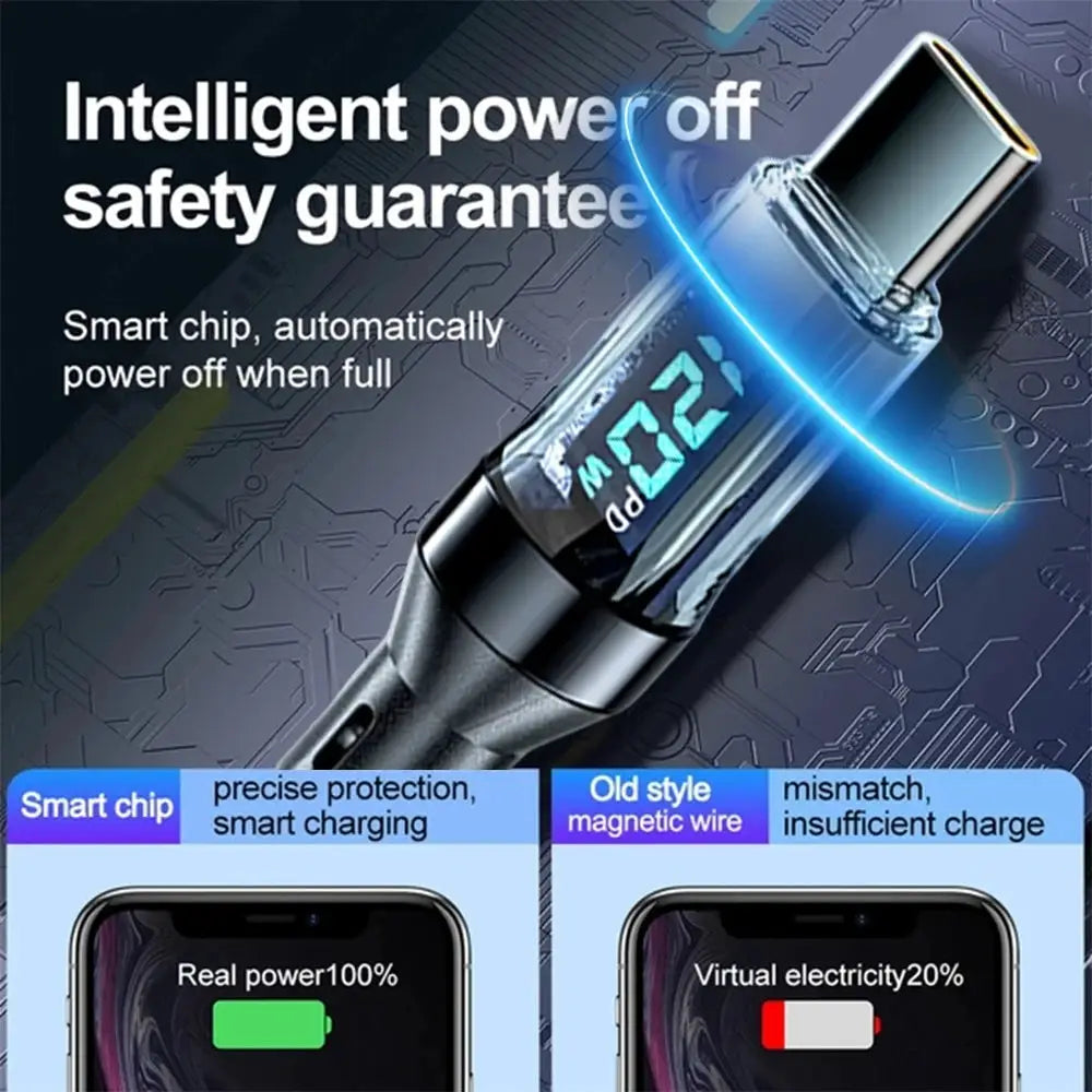 NNBILI 100W USB-C and 120W USB-A charging cables with LED display by Simples Market