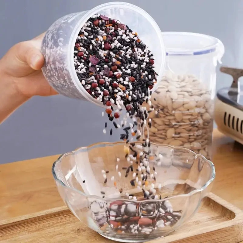 ClearSeal Plastic Sealed Storage Jar With Scale Airtight Large Capacity Container For Grains And Spices