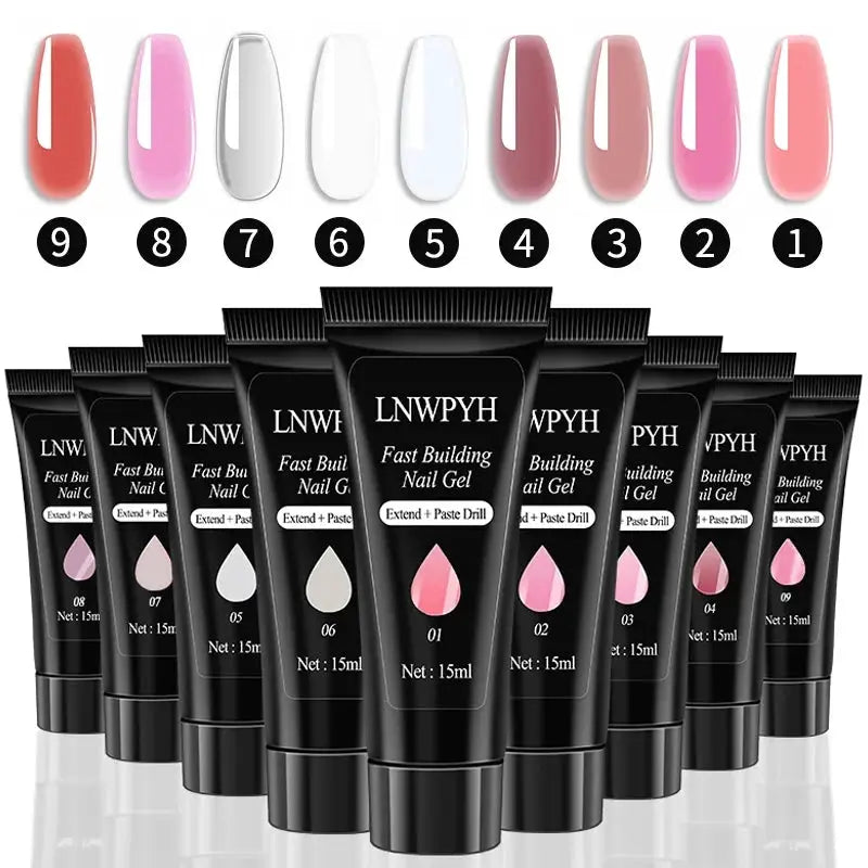 Simples Market professional gel nail polish kit with 9 shade gels in 15ml tubes
