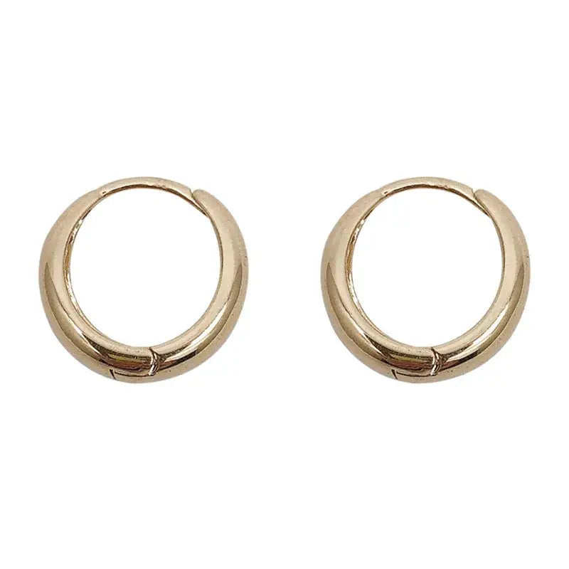 Huitan Fashion Metal Hoop Earrings For Women Simple Versatile Everyday Wear Young Girls Statement Jewelry