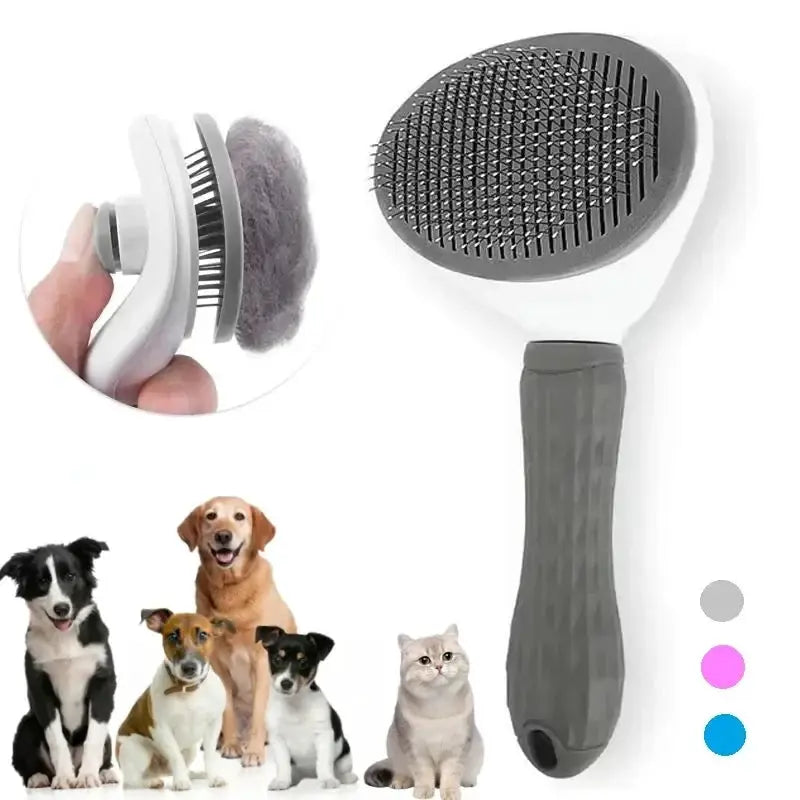 PetCare Pro Self Cleaning Pet Hair Remover Brush For Dogs And Cats Detangles Fur Removes Dander Easy Grooming