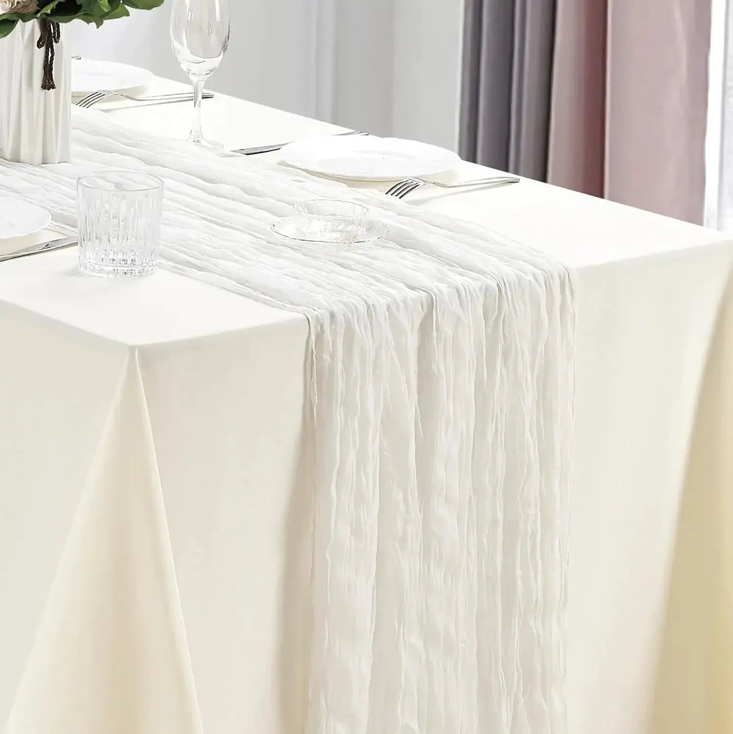 Set Of 10 Dusty Blue Cheesecloth Table Runners 40x270 Cm Boho Gauze Rustic Sheer For Wedding Bridal Shower Banquet
