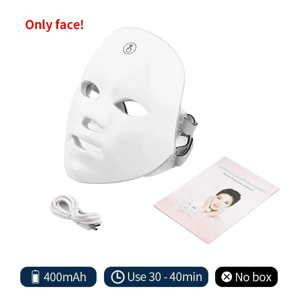 Wireless 7 Color LED Facial Mask Photon Therapy For Skin Rejuvenation