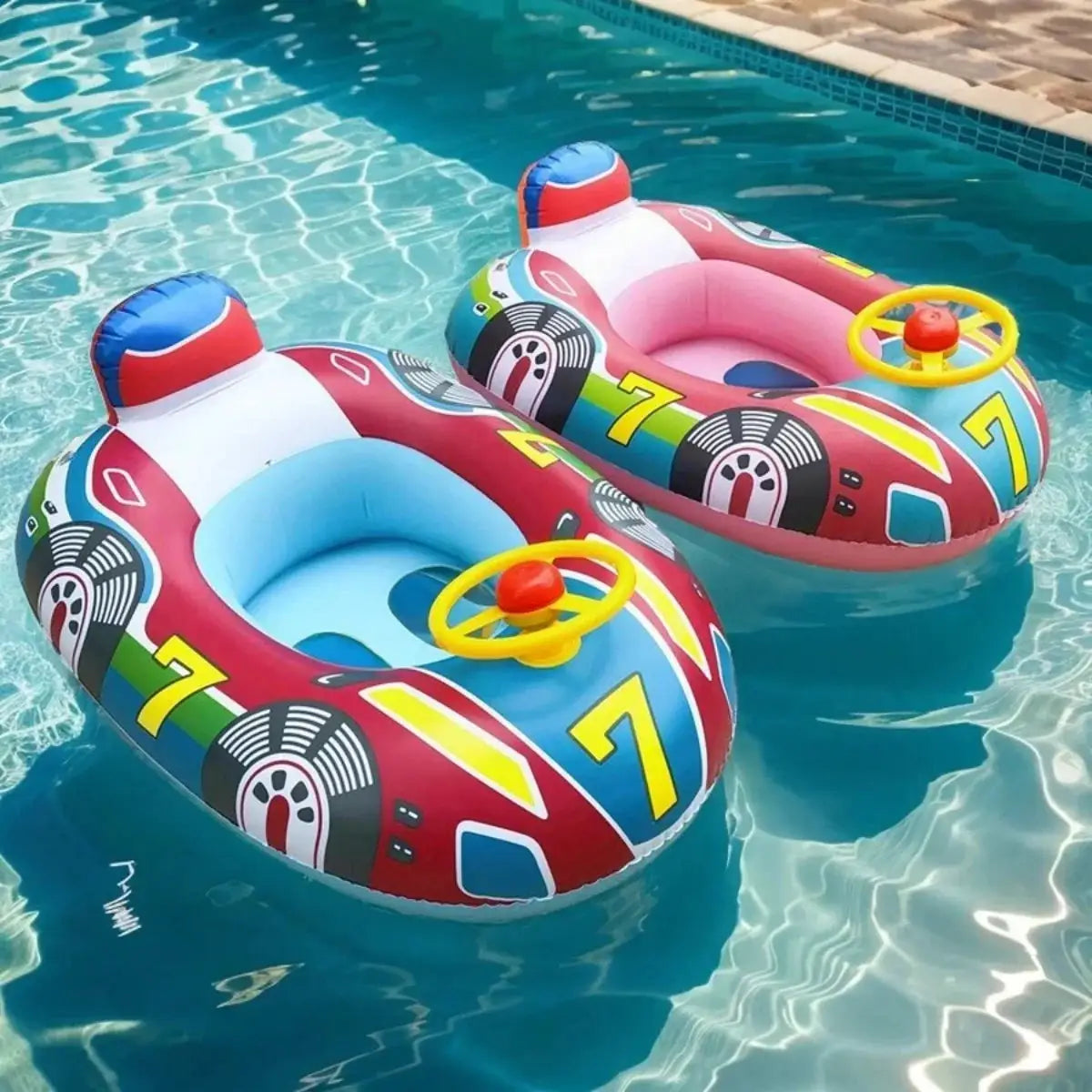 Cute Car Shaped Baby Pool Float With Handles For Toddlers Inflatable Summer Beach Swim Tube