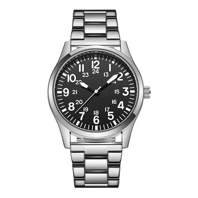 Aviator Works Pilot Collection Watch With Easy Reading 24H Display And Japanese Quartz Movement Luminous Dial 41mm Case