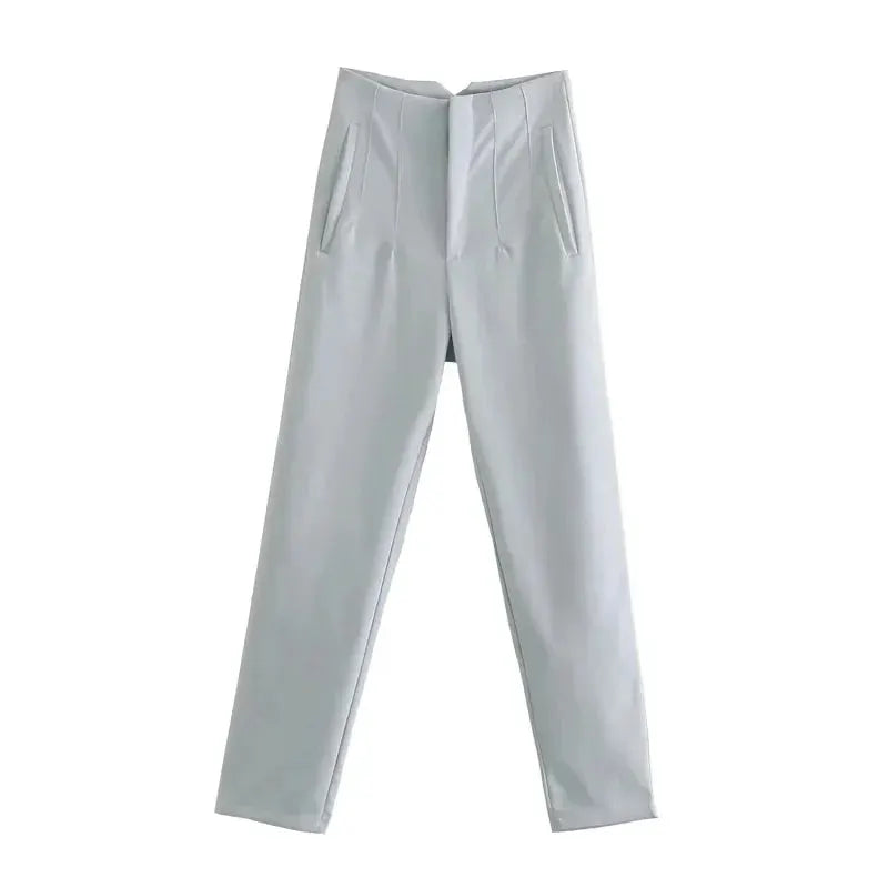 HXAO Ladies High Waist Formal Office Pants Pencil Trousers For Women Black Pink White