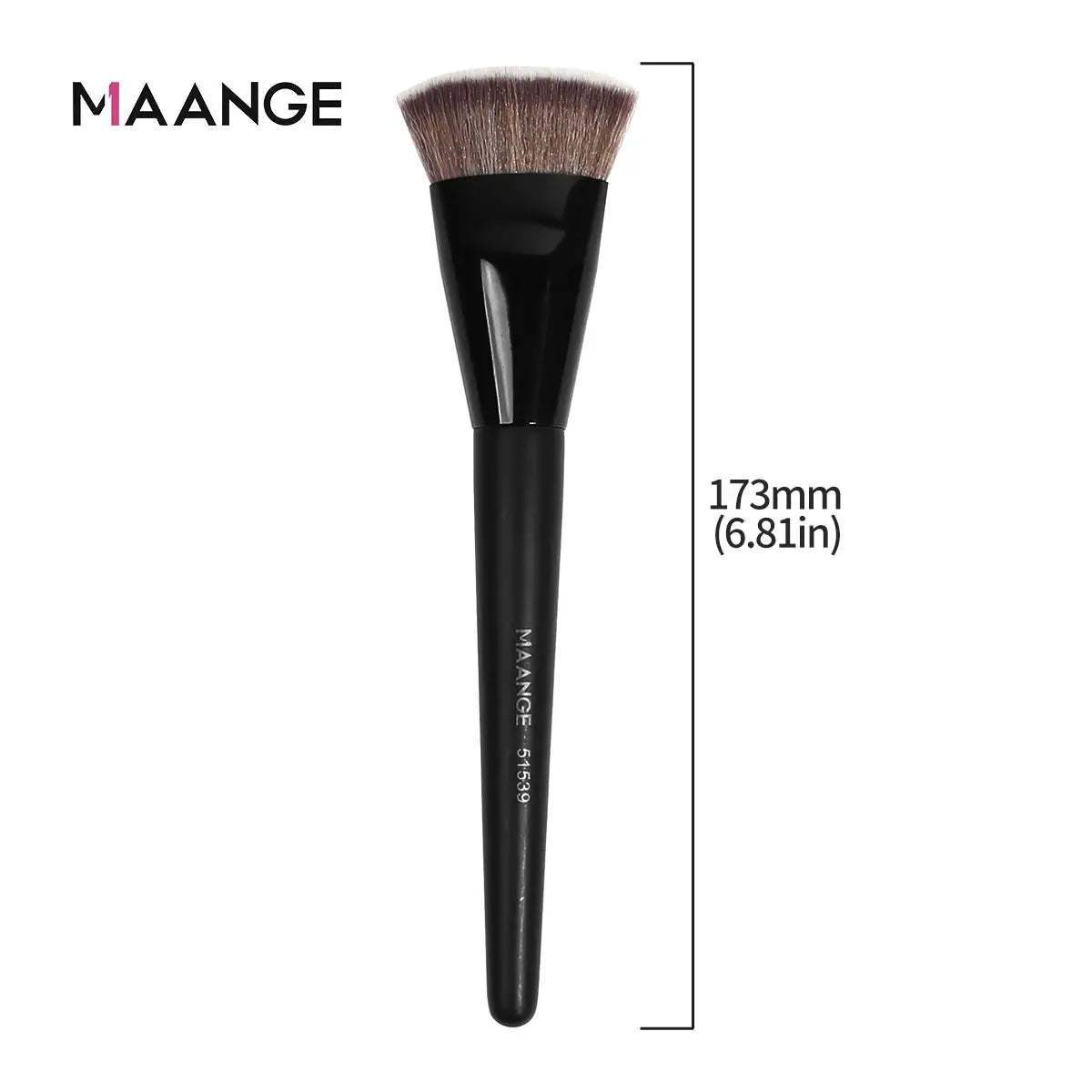 Maange Flat Round Tube Head Foundation Brush For Foundation Concealer Blush Powder Soft Synthetic Bristles Wooden Handle