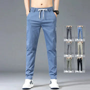 Spring Summer Men's Casual Pants with elastic drawstring waist in blue; 6 color options by Simples Market