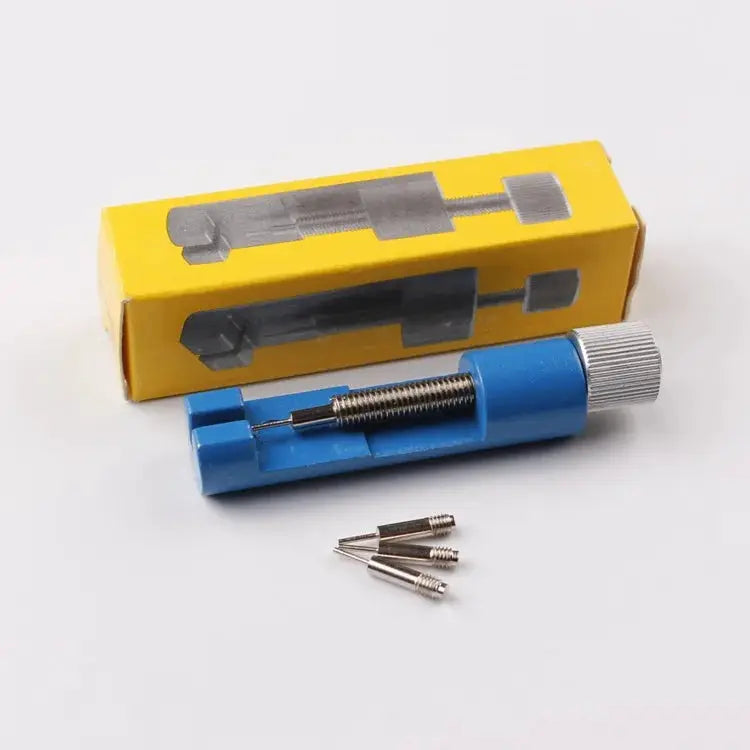 Simples Market metal watch repair tool kit with blue handle and pin remover, includes 4 replacement pins