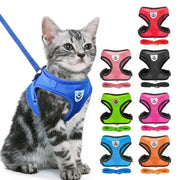 Adjustable Polyester Mesh Cat Harness Vest And Leash Set For Small To Medium Dogs And Cats With Reflective Piping