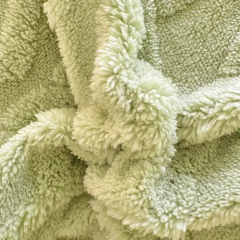 Simples Market Tafuru Milk fleece single quilt set; olive-green thick plush duvet cover for winter.