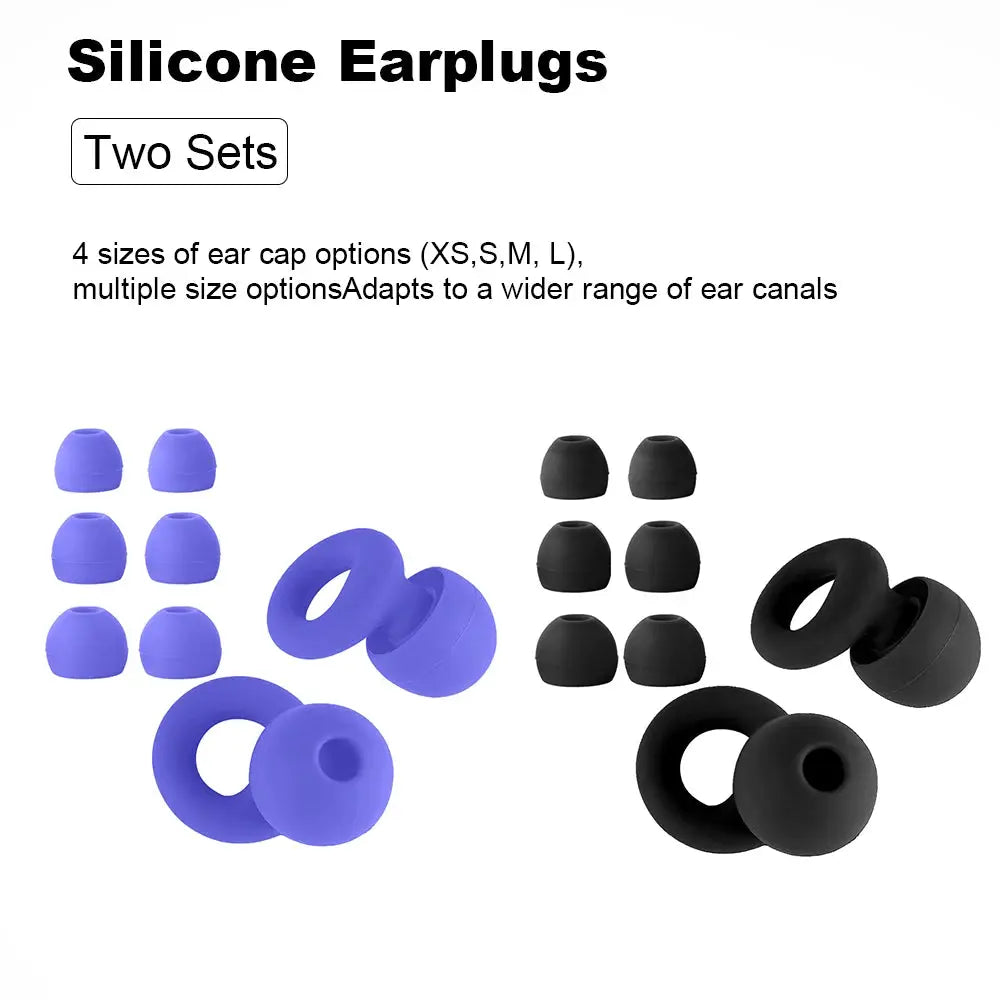 HUAK Quiet Ear Plugs Noise Reduction Reusable Hearing Protection 8 Soft Silicone Ear Tips XS S M L Sleep Swim Work