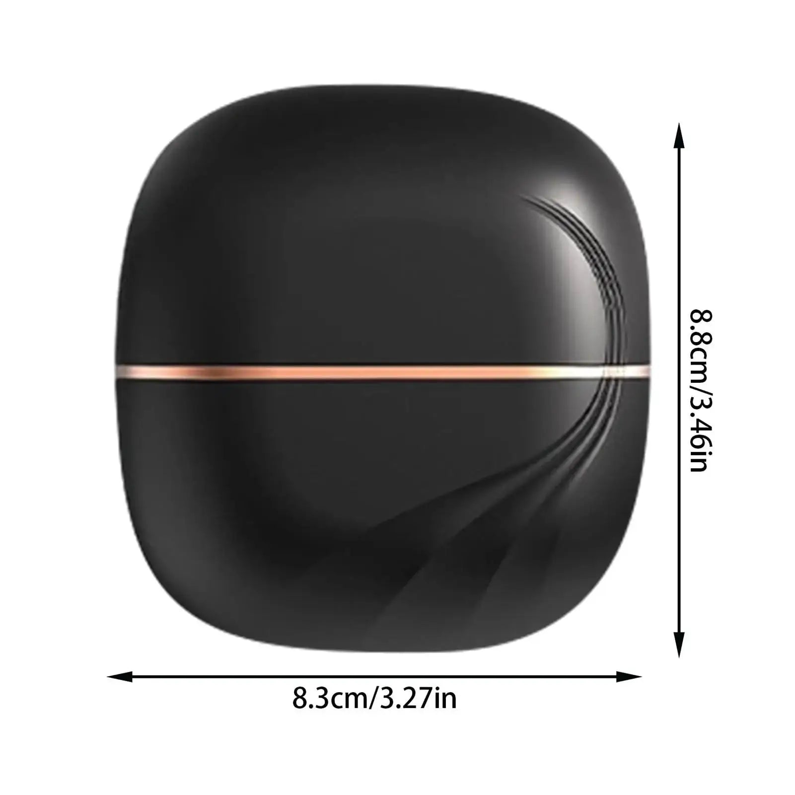 Mini cordless hair straightener brush, black with copper band, USB rechargeable, anti-scald