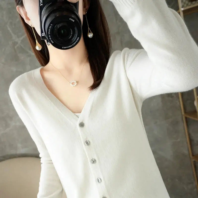 Zhi D035 V Neck Loose Knit Cardigan For Women Warmth And Daily Comfort For Autumn And Winter