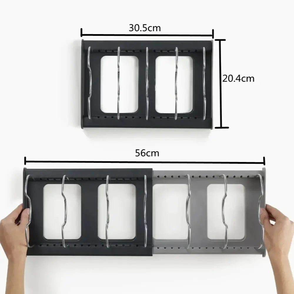 7 Grid Telescopic Pot Rack Pans Organizer Space Saving Cabinet Holder For Pots Pans And Lids Keep Your Kitchen Neat