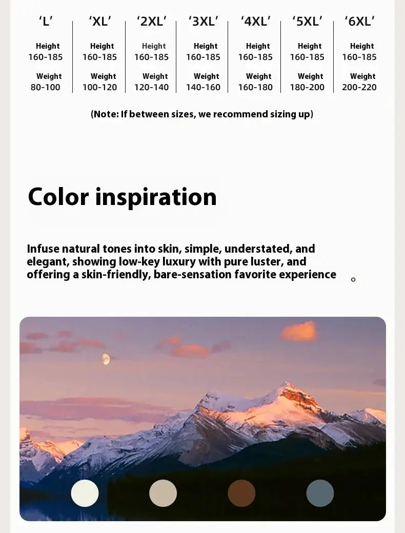 Men's ice silk boxer shorts plus size by Simples Market; color inspiration with mountain landscape and swatches