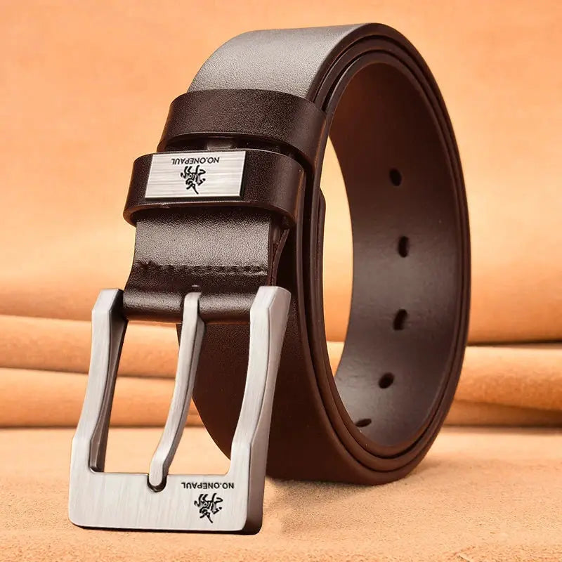 New Trend Men's Buckled Leather Belt With High Quality Split Leather And Sturdy Metal Buckle For Casual Or Business Wear