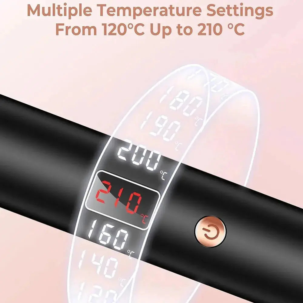 Simples Market 3-in-1 ionic hair curler straightener with digital temperature display, black