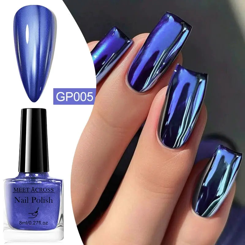 NovaGlow Metallic Nail Polish Mirror Effect 8ml Fast Drying Long Lasting No Lamp Cure Professional Salon Quality
