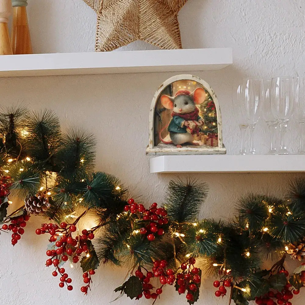 Cute Christmas Small Mouse Wall Stickers Home Decoration Noel Navidad Merry Christmas 2025 Happy New Year 2026