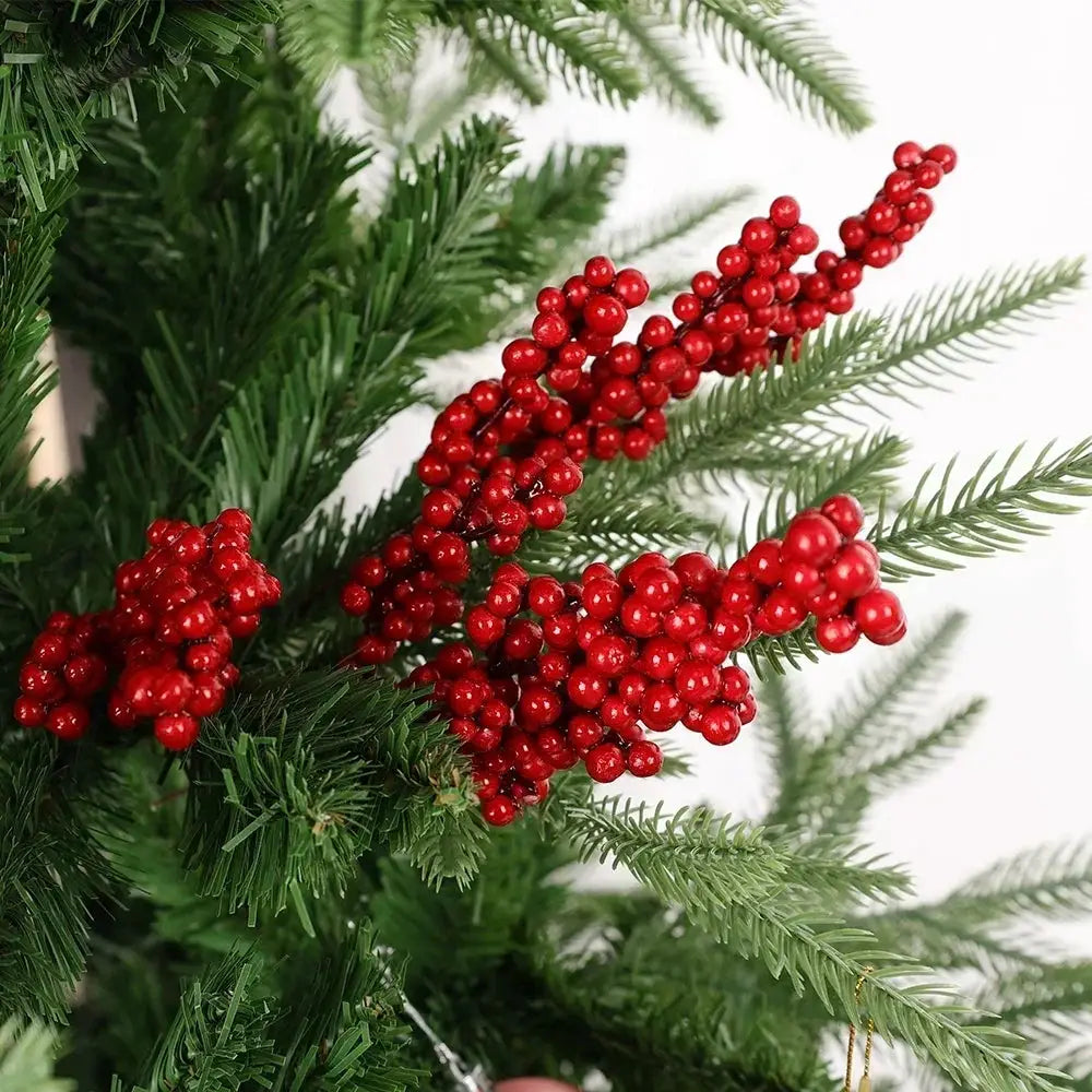 50 Count Artificial Holly Berry Stem With Red Berries For Christmas Tree Decoration Home Decor Ornament