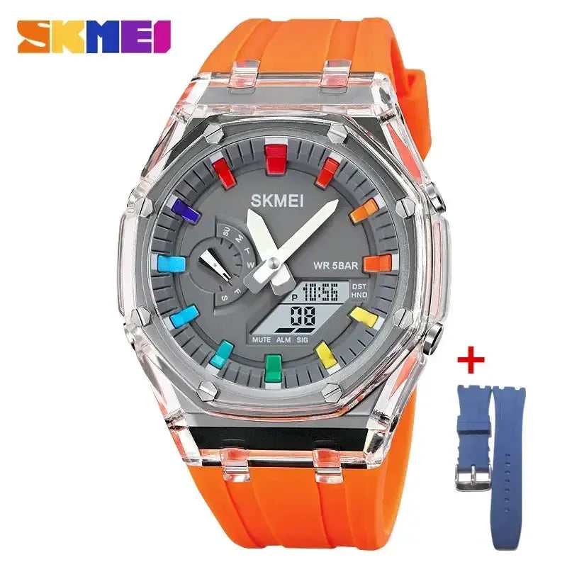 SKMEI 2100 Digital Sports Watch Waterproof Countdown Stopwatch LED Light Dual Time Alarms