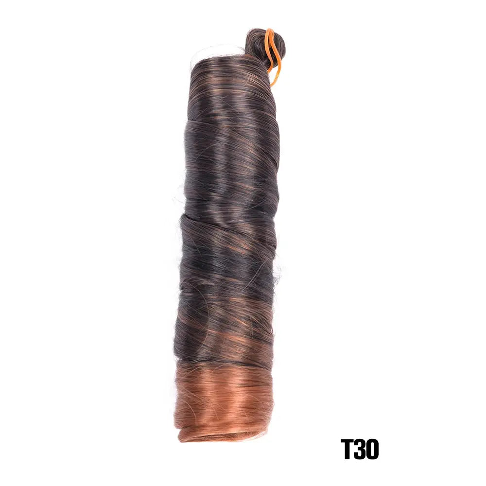 French Curls braiding hair 24-inch synthetic spiral curls, pre-stretched loose wave, black to copper ombre T30