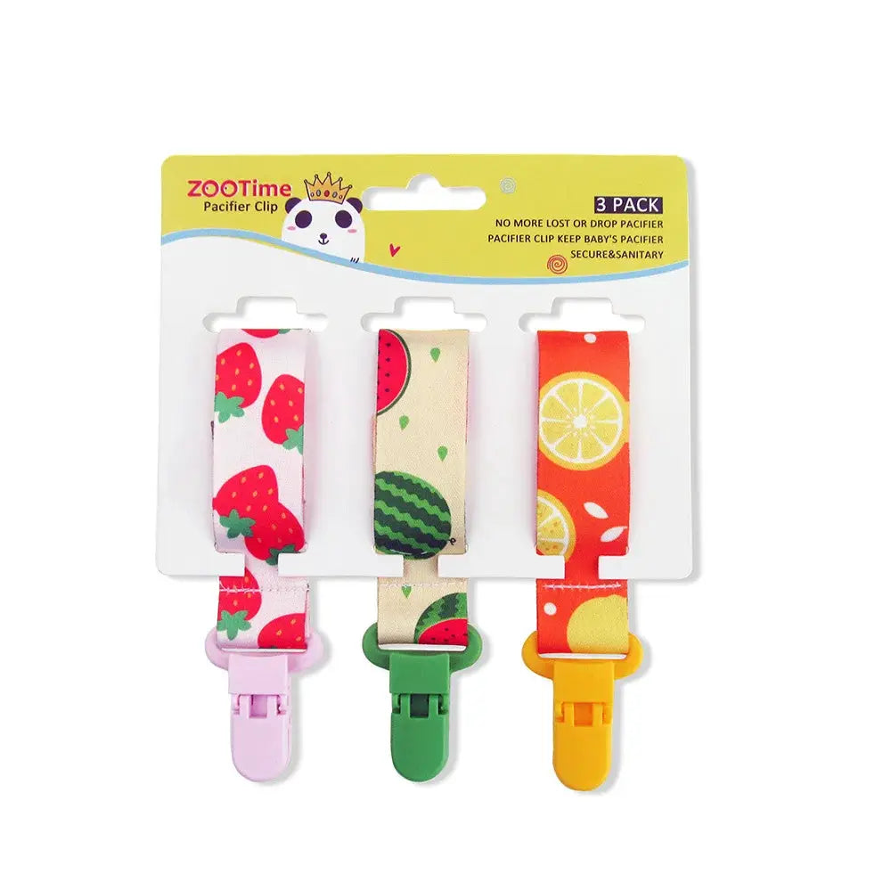Three Piece Baby Pacifier Clip Set Personalized Cartoon Print Clip Nipple Holder For Baby Safe Plastic Nylon