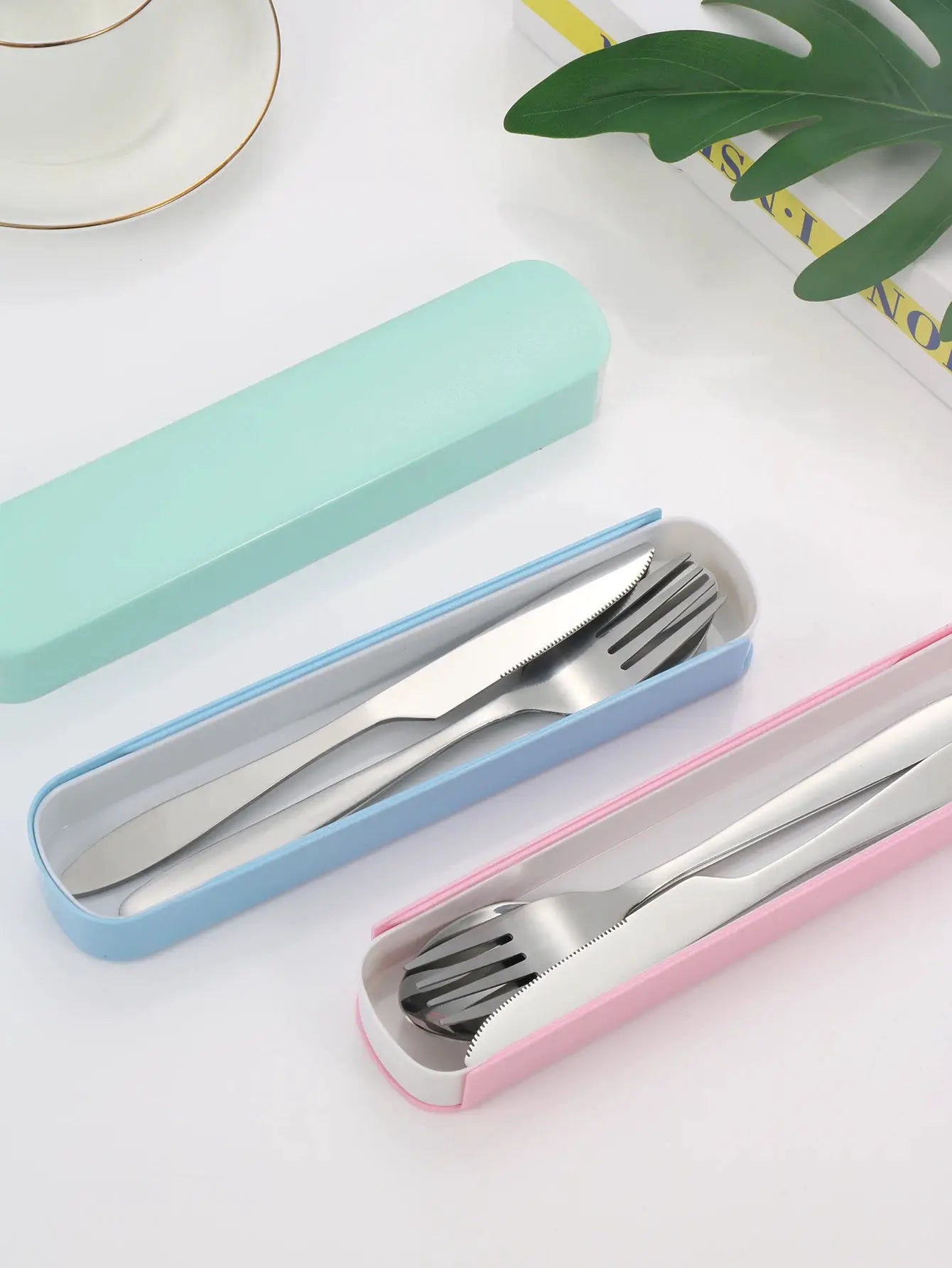 3 Piece Portable Stainless Steel Dining Set For Students With Compact Case Knife Fork Spoon Eco Friendly