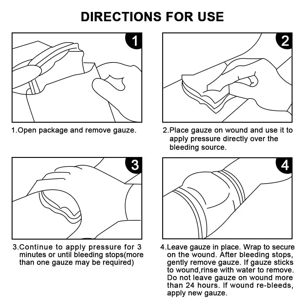 Hemostatic Kaolin Gauze Z Fold For Combat Trauma Soluble Wound Dressing For Ifak Tactical First Aid Kit And EDC