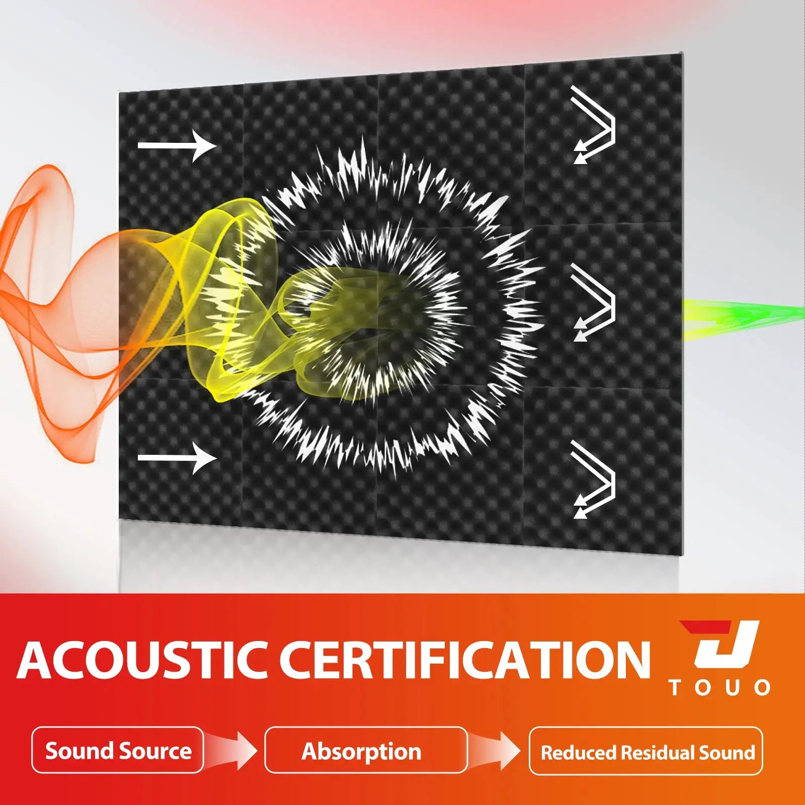 TOUO egg-trough acoustic foam panels for walls; black high-density sound-absorbing tiles (multi-piece set)
