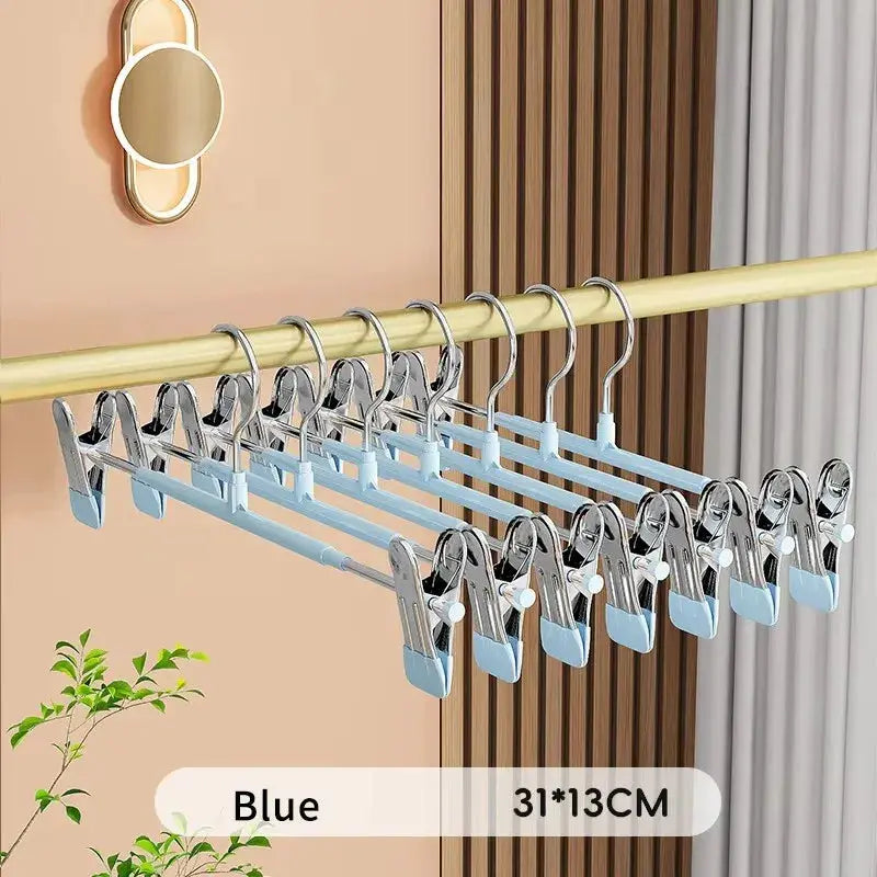 ClosetEase Five Pieces Adjustable Pants And Skirt Hangers With Non Slip Clips For Women Secure Grip To Prevent Slips
