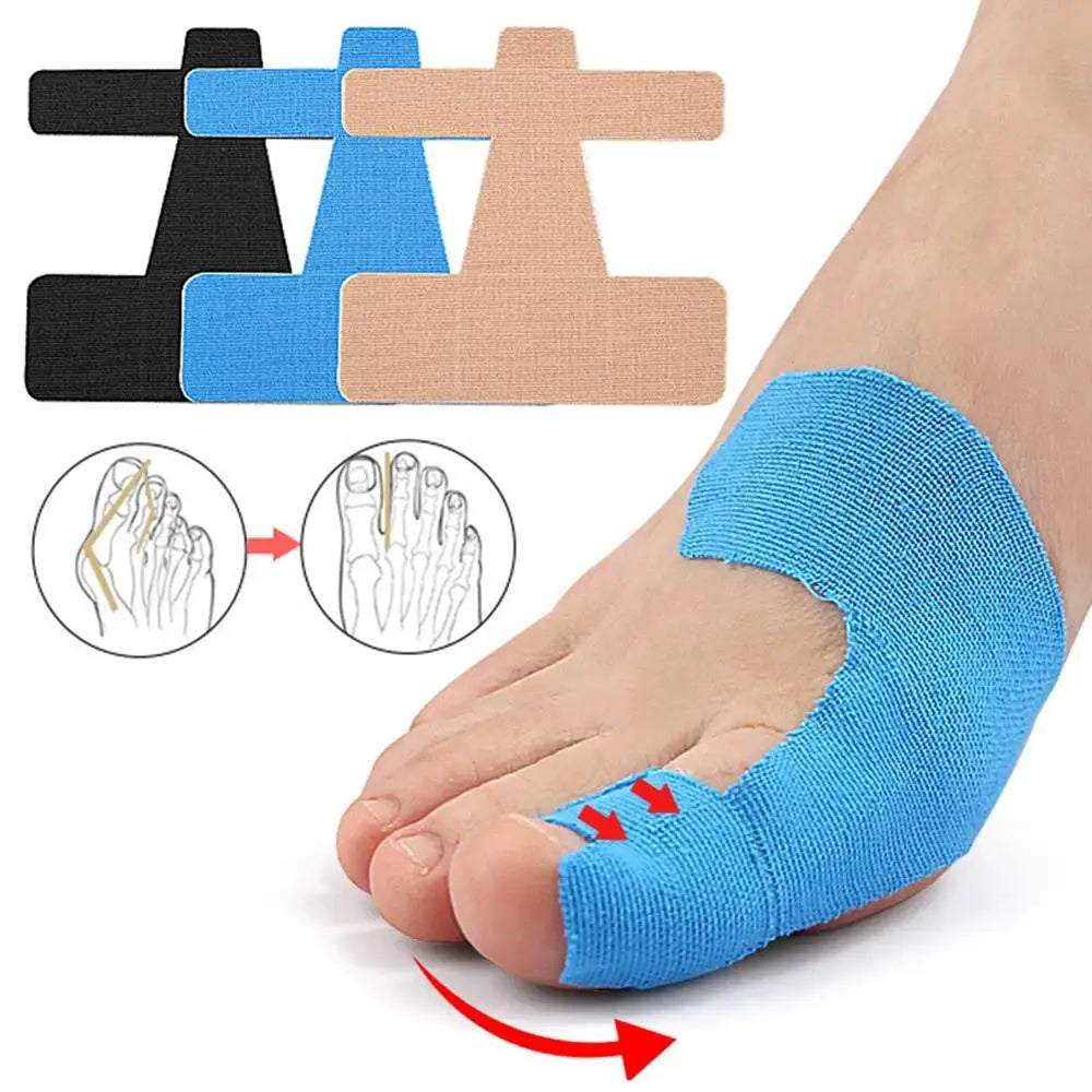 Simples Market 10pcs kinesiology tape set for bunion relief; blue latex-free toe support