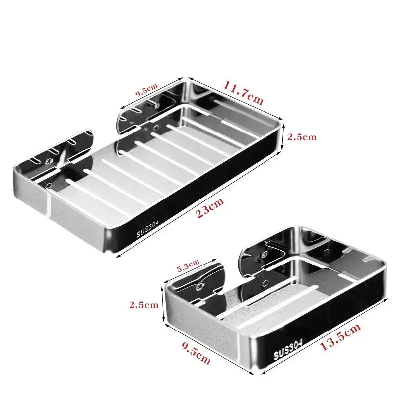 Simples Market 304 stainless steel bathroom shelf set; wall-mounted sponge/soap organizers in SUS304 (two sizes)