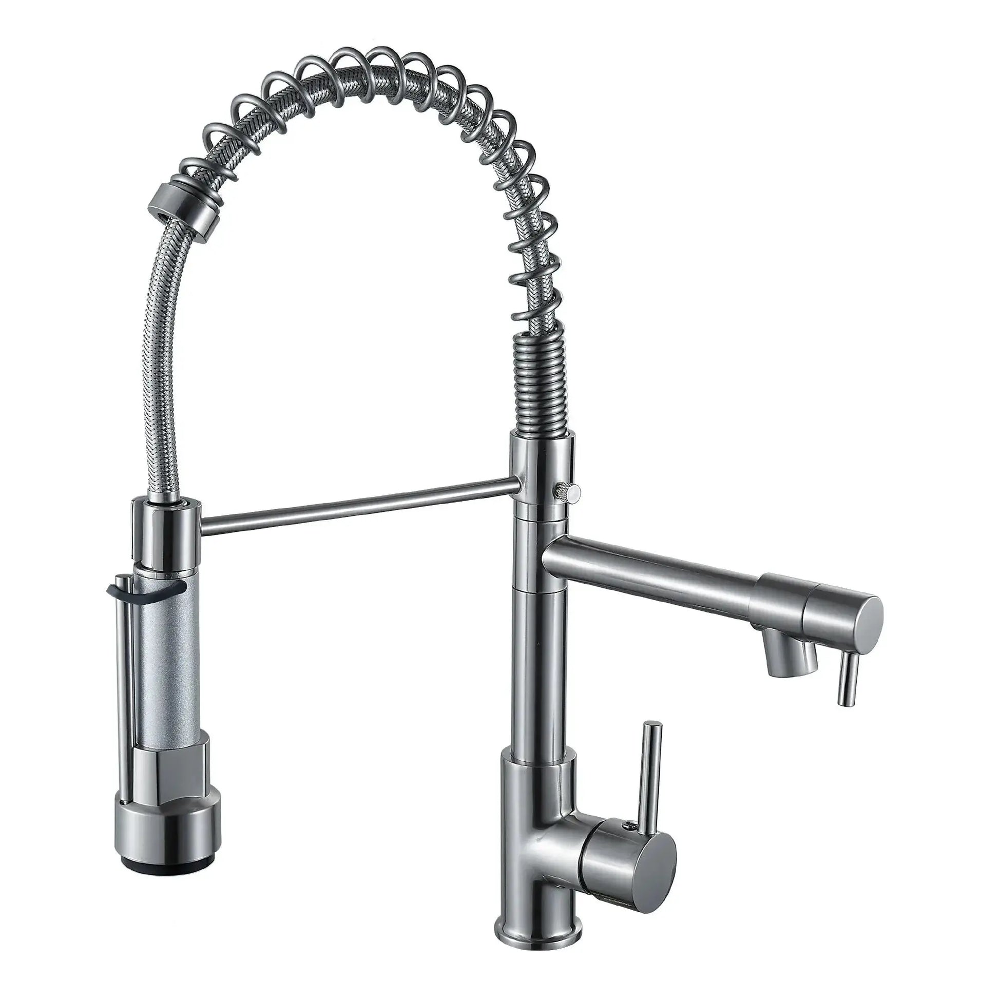 Simples Market kitchen faucet with pull-down sprayer, high-arc stainless steel gooseneck