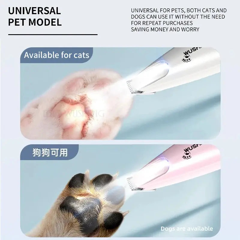Pet Dog Electric Groomer Trimmer With LED Light Waterproof And Low Noise For Face Feet Ears Paws Cat Dog Shaver