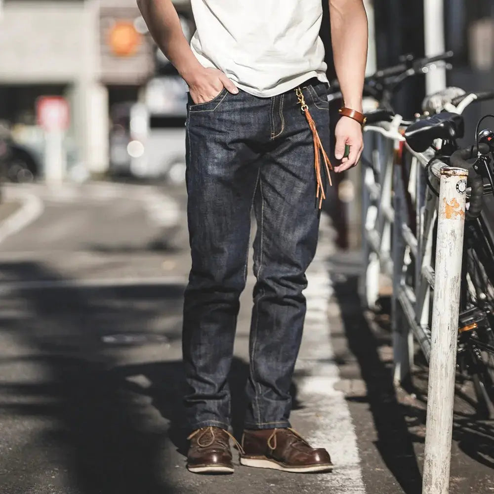 Maden Vintage 14oz Selvedge Denim Jeans Paris Buckle Straight Fit